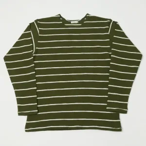 Warehouse & Co 4088 L/S Stripe Tee - Green/Off White