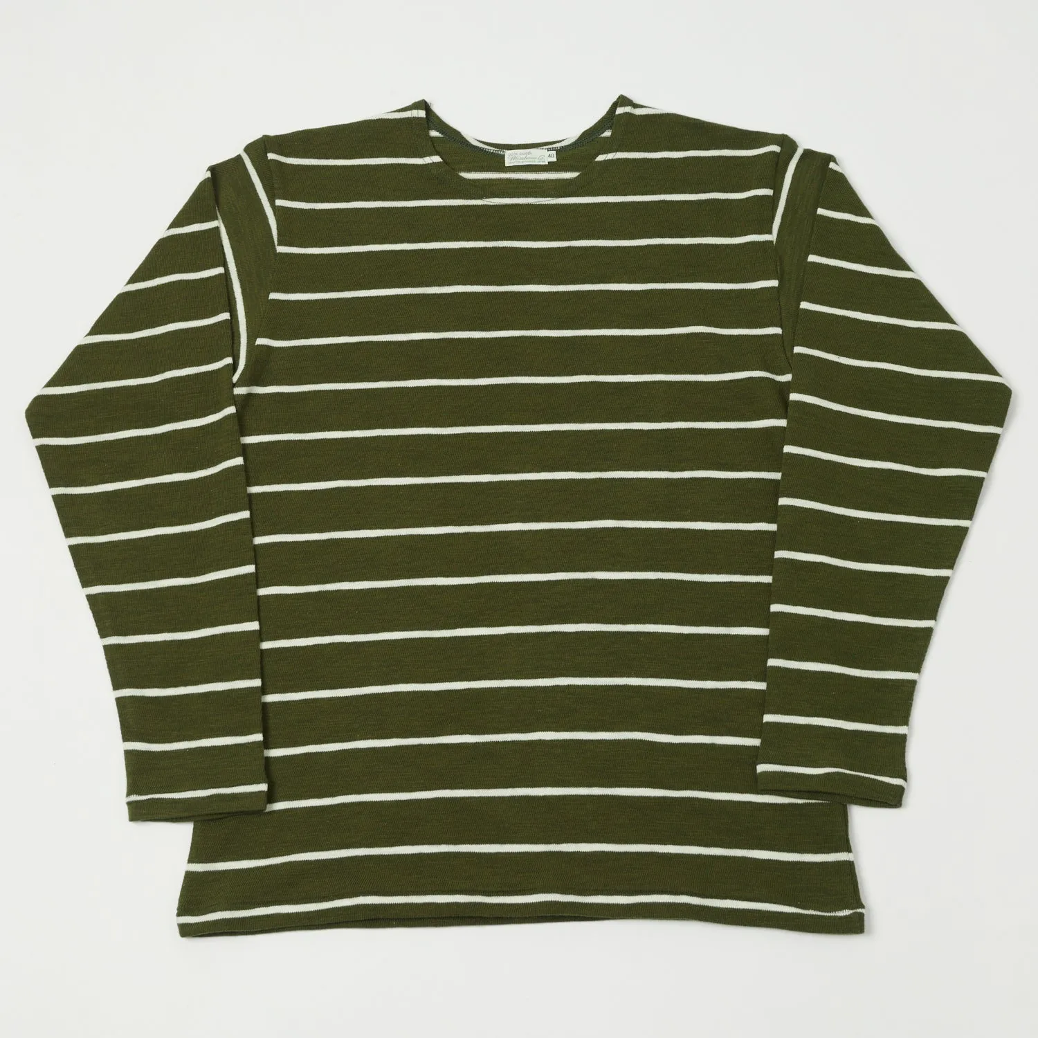 Warehouse & Co 4088 L/S Stripe Tee - Green/Off White