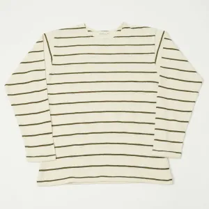 Warehouse & Co 4088 L/S Stripe Tee - Off White/Green