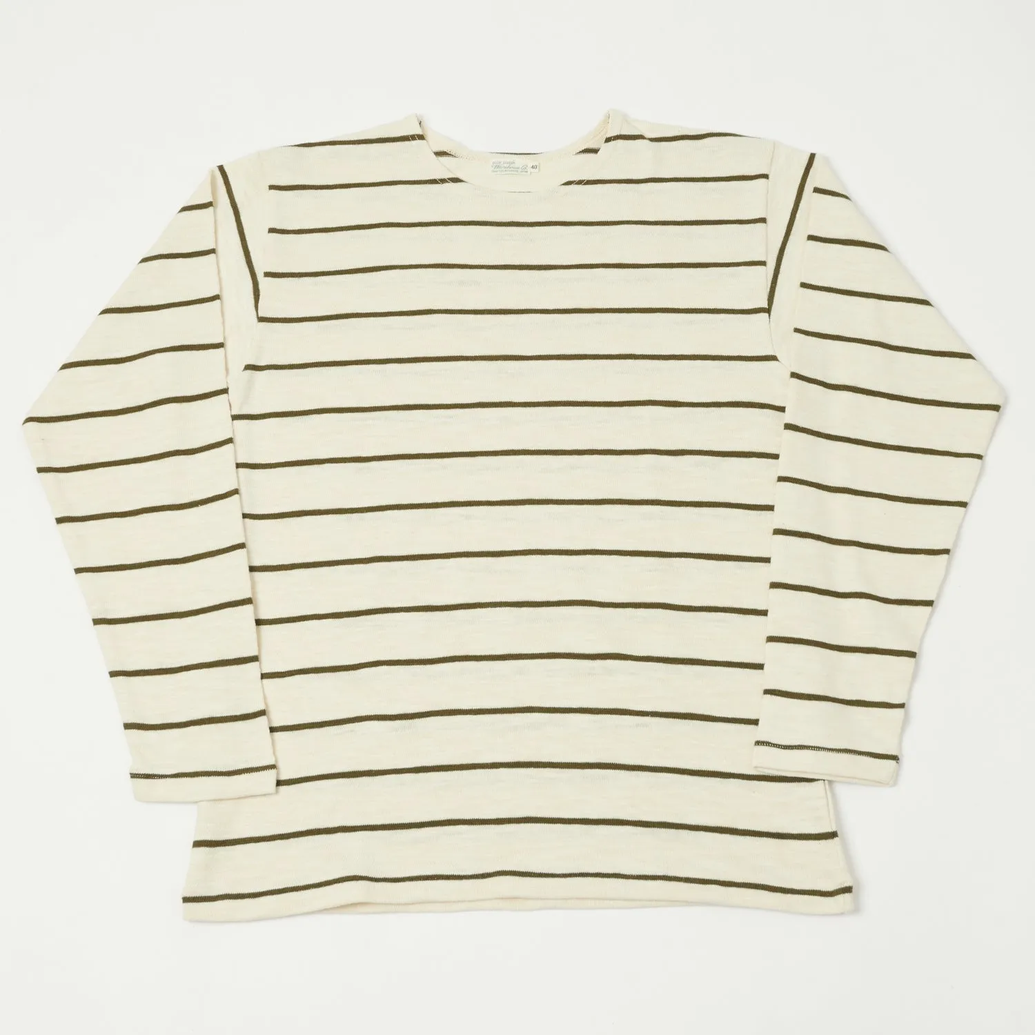 Warehouse & Co 4088 L/S Stripe Tee - Off White/Green