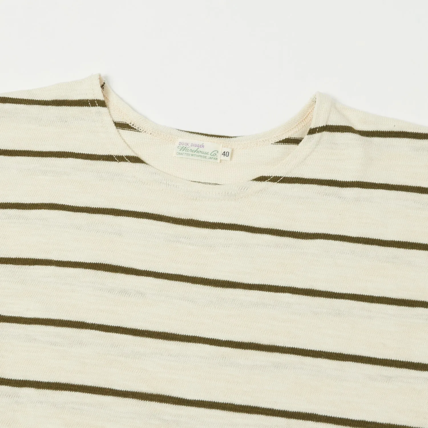 Warehouse & Co 4088 L/S Stripe Tee - Off White/Green