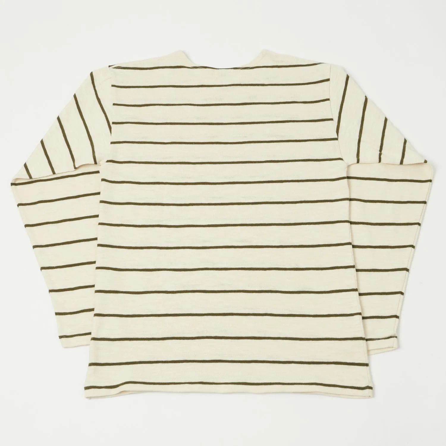 Warehouse & Co 4088 L/S Stripe Tee - Off White/Green