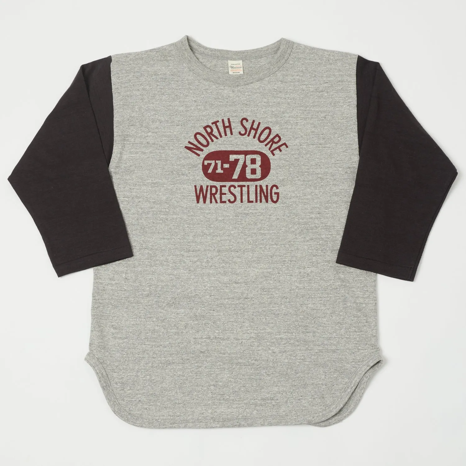 Warehouse & Co 4800 'North Shore' Baseball Tee - Heather Grey/Black