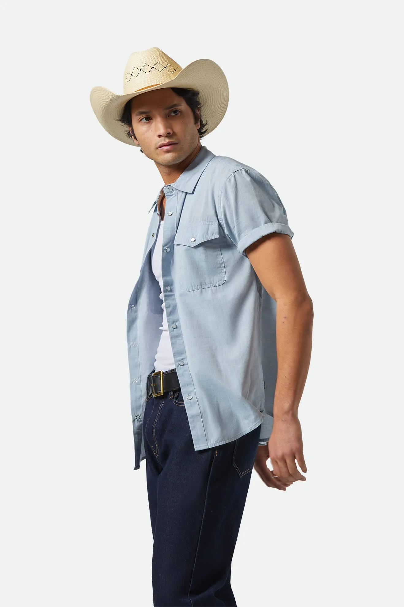Wayne Western S/S Shirt - Medium Blue