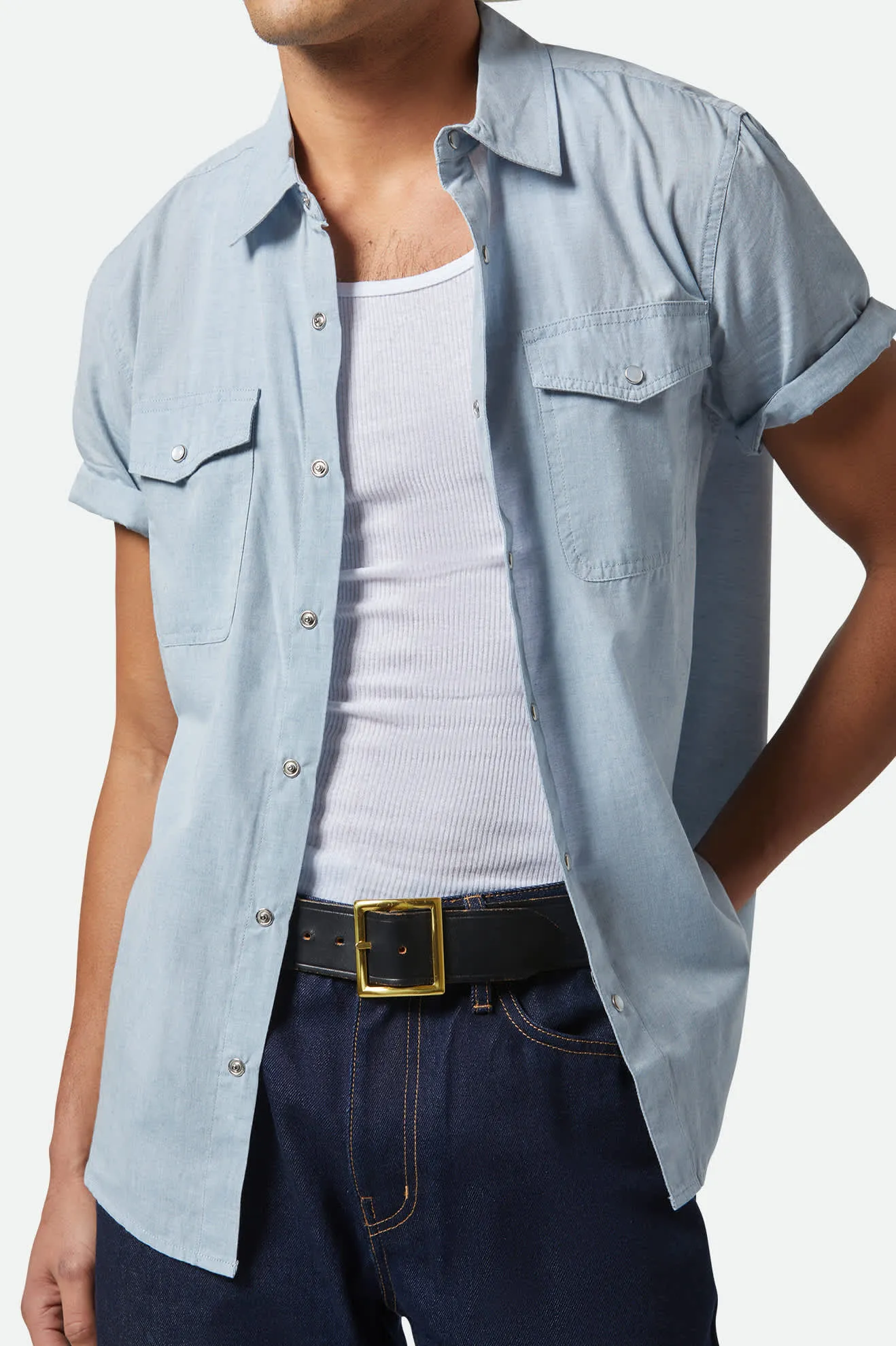 Wayne Western S/S Shirt - Medium Blue