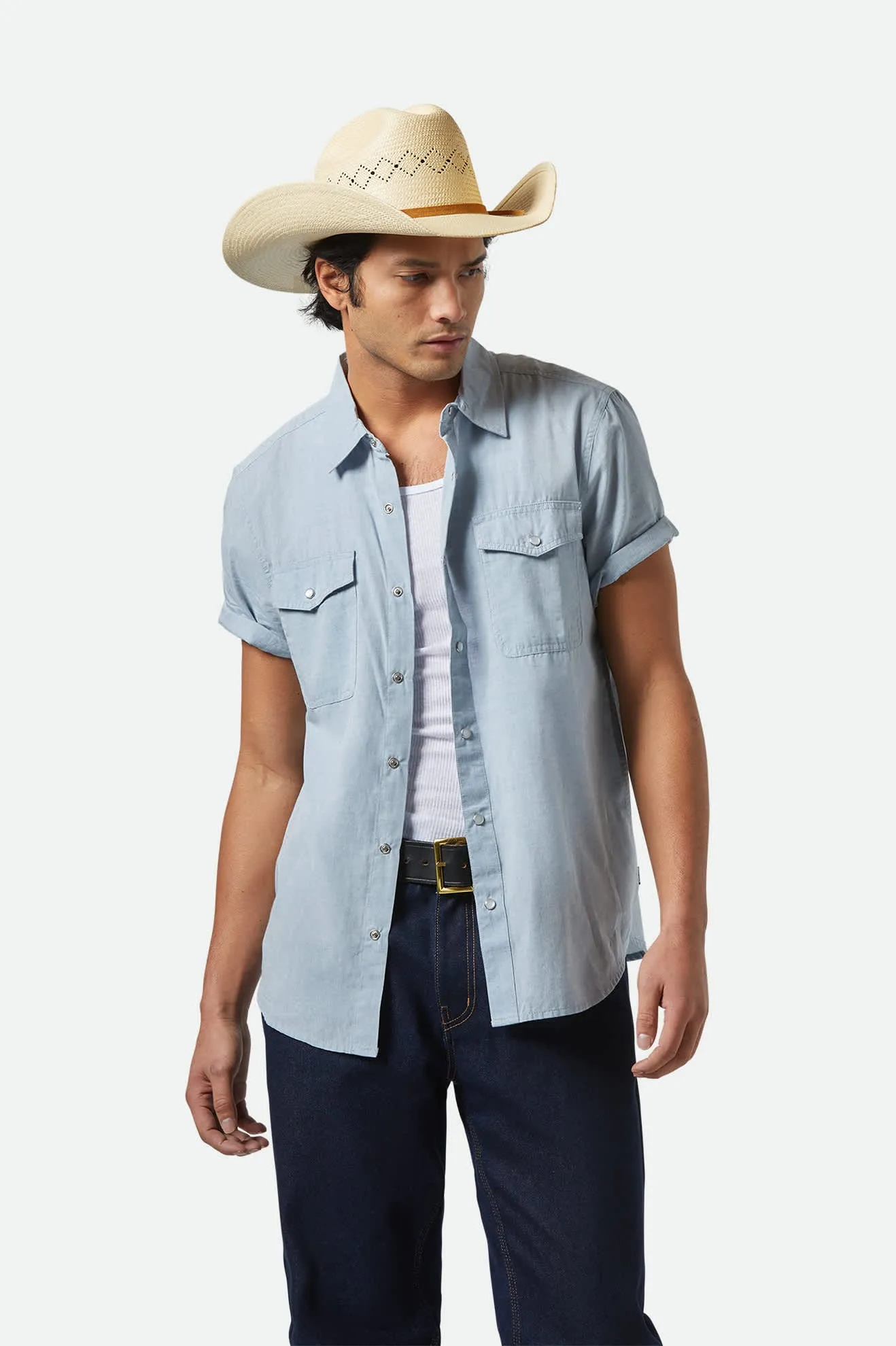 Wayne Western S/S Shirt - Medium Blue