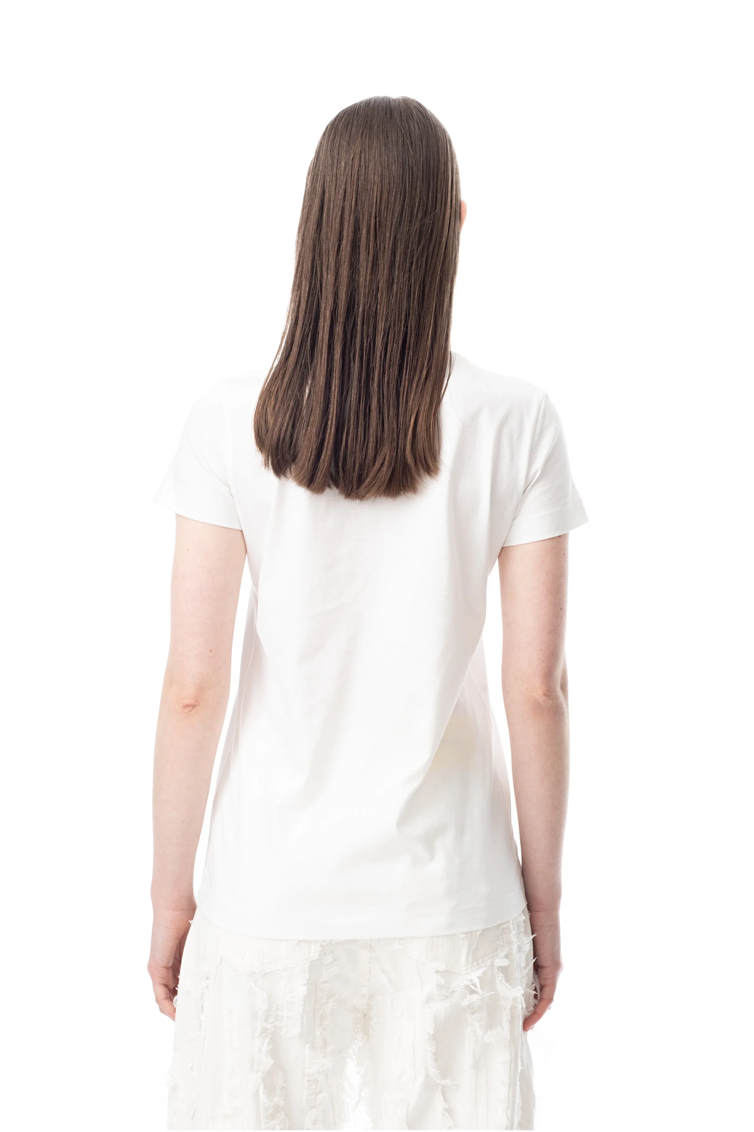 WHITE CAP SLEEVE T-SHIRT WITH GOLD LOGO