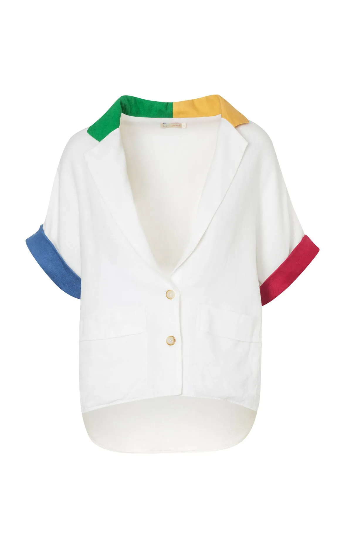 White Cropped Linen Box Shirt