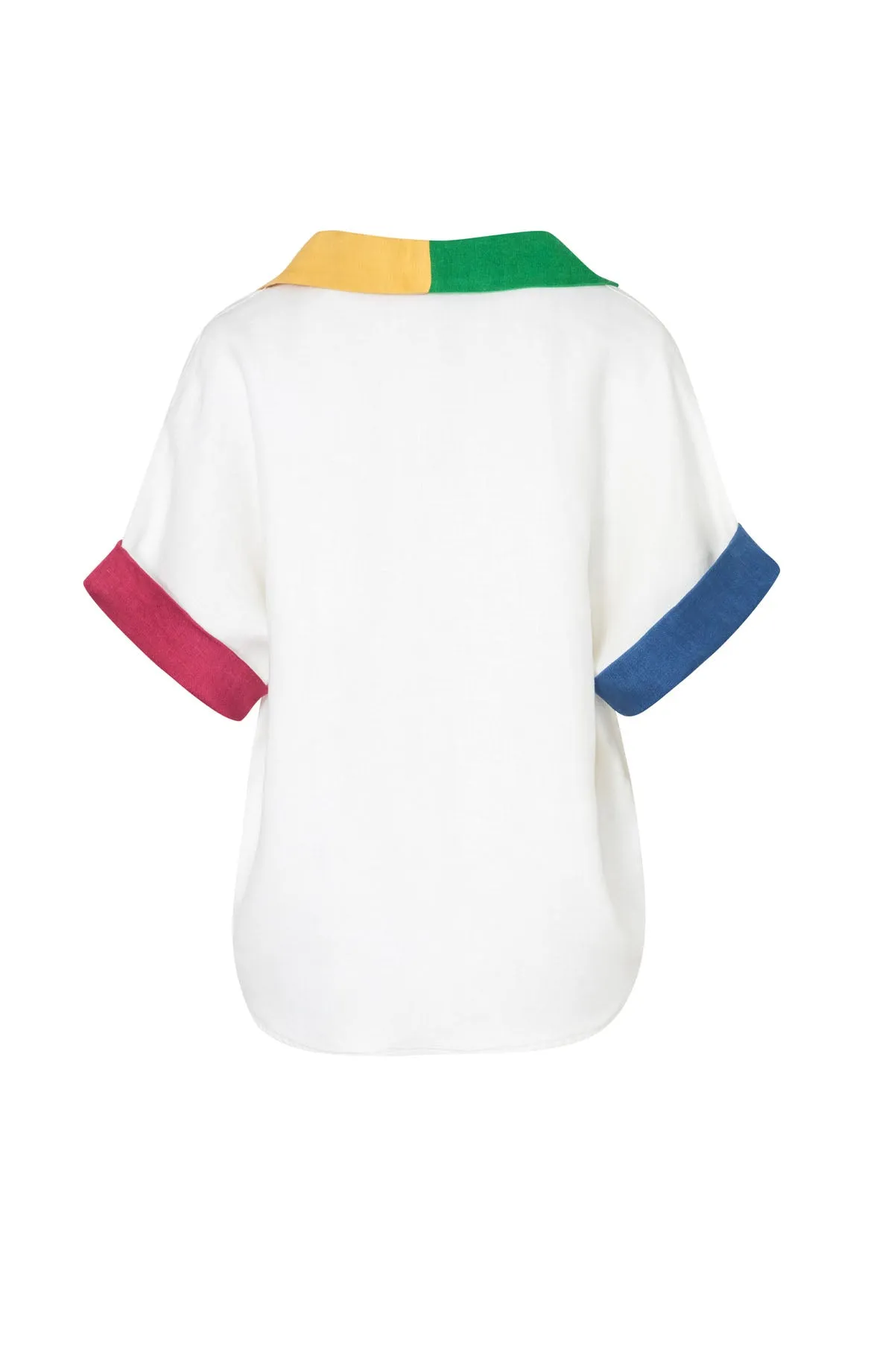 White Cropped Linen Box Shirt