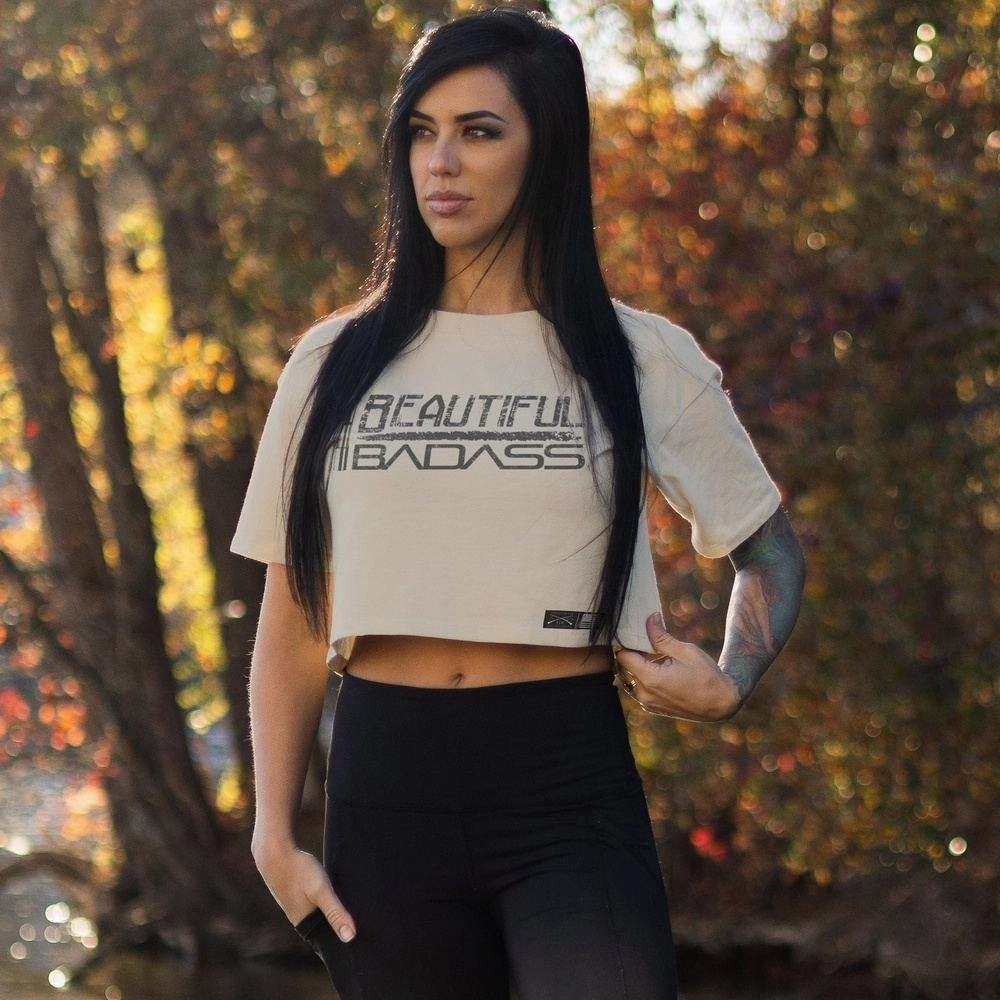 Women's Beautiful Badass Cropped T-Shirt- Natural