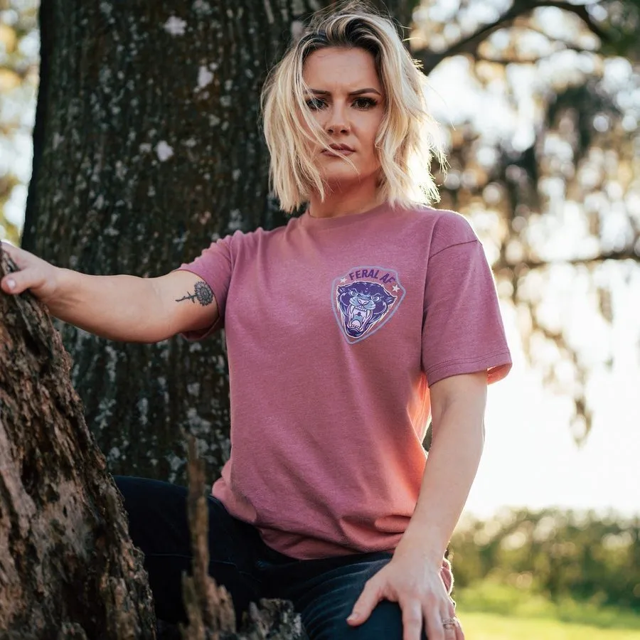 Women's Feral AF Mom Boyfriend Fit T-Shirt - Heather Mauve