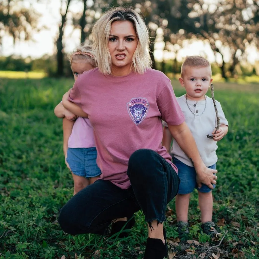 Women's Feral AF Mom Boyfriend Fit T-Shirt - Heather Mauve
