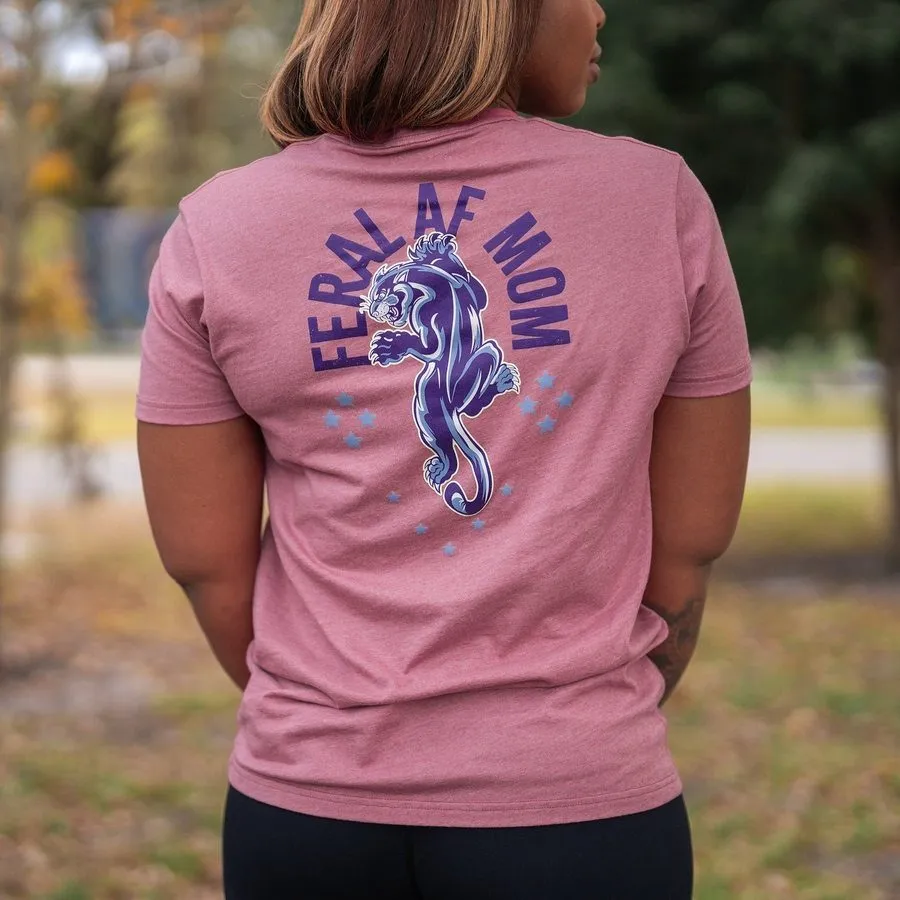 Women's Feral AF Mom Boyfriend Fit T-Shirt - Heather Mauve