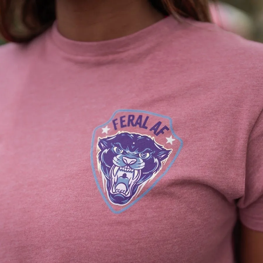 Women's Feral AF Mom Boyfriend Fit T-Shirt - Heather Mauve