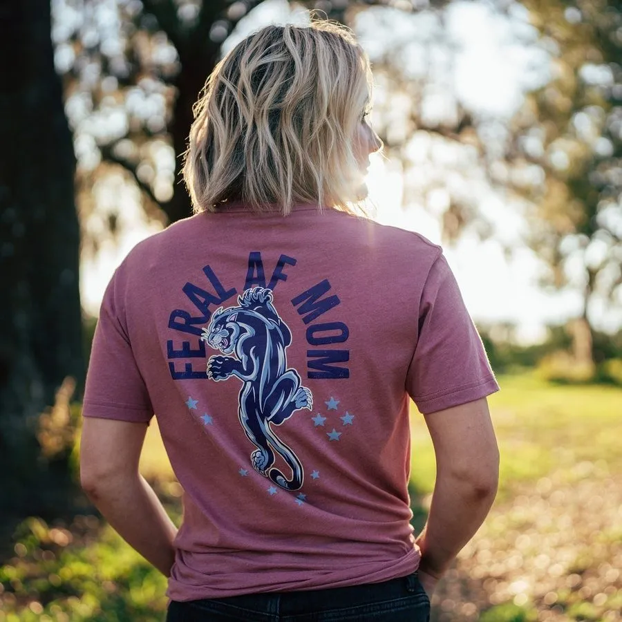 Women's Feral AF Mom Boyfriend Fit T-Shirt - Heather Mauve