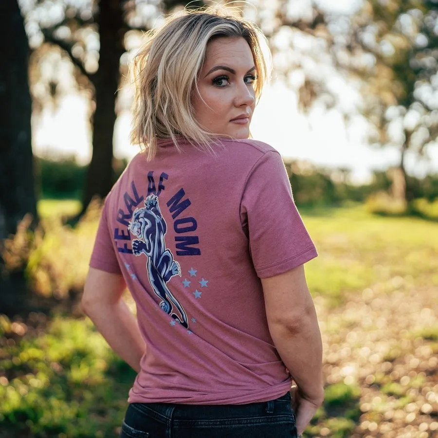 Women's Feral AF Mom Boyfriend Fit T-Shirt - Heather Mauve