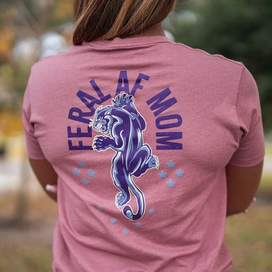 Women's Feral AF Mom Boyfriend Fit T-Shirt - Heather Mauve