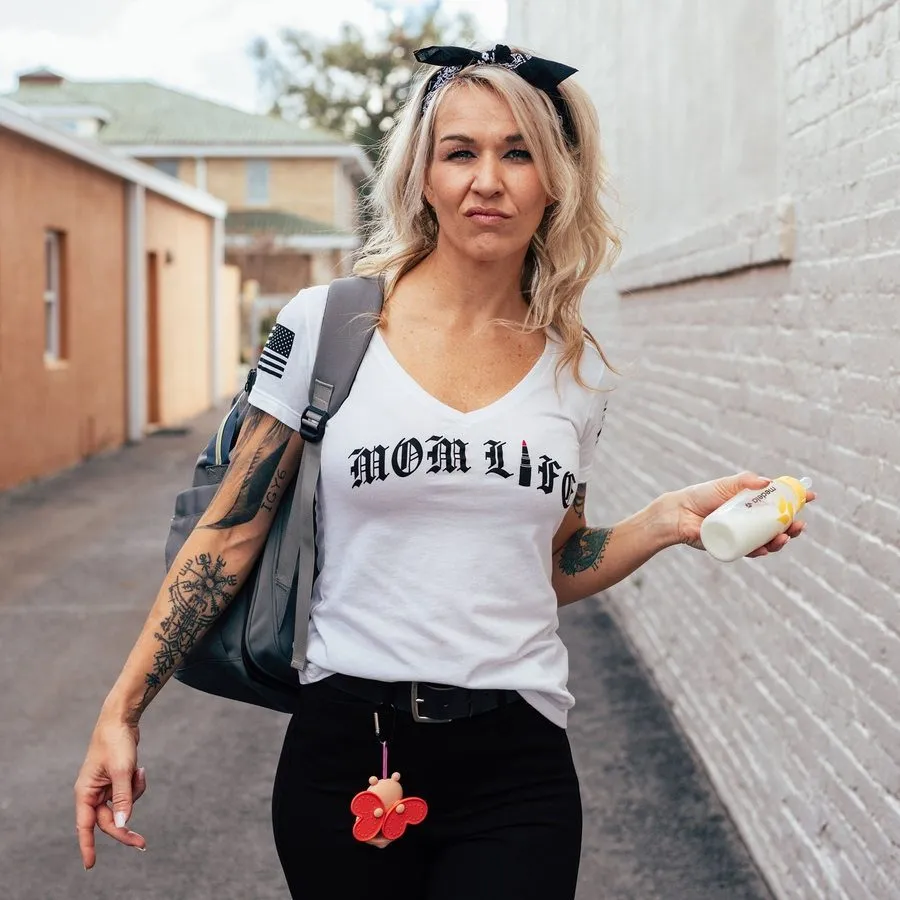 Women's Mom Life V-Neck T-Shirt - White
