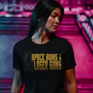 Women's Space Buns & Laser Guns Boyfriend Fit T-Shirt - Black
