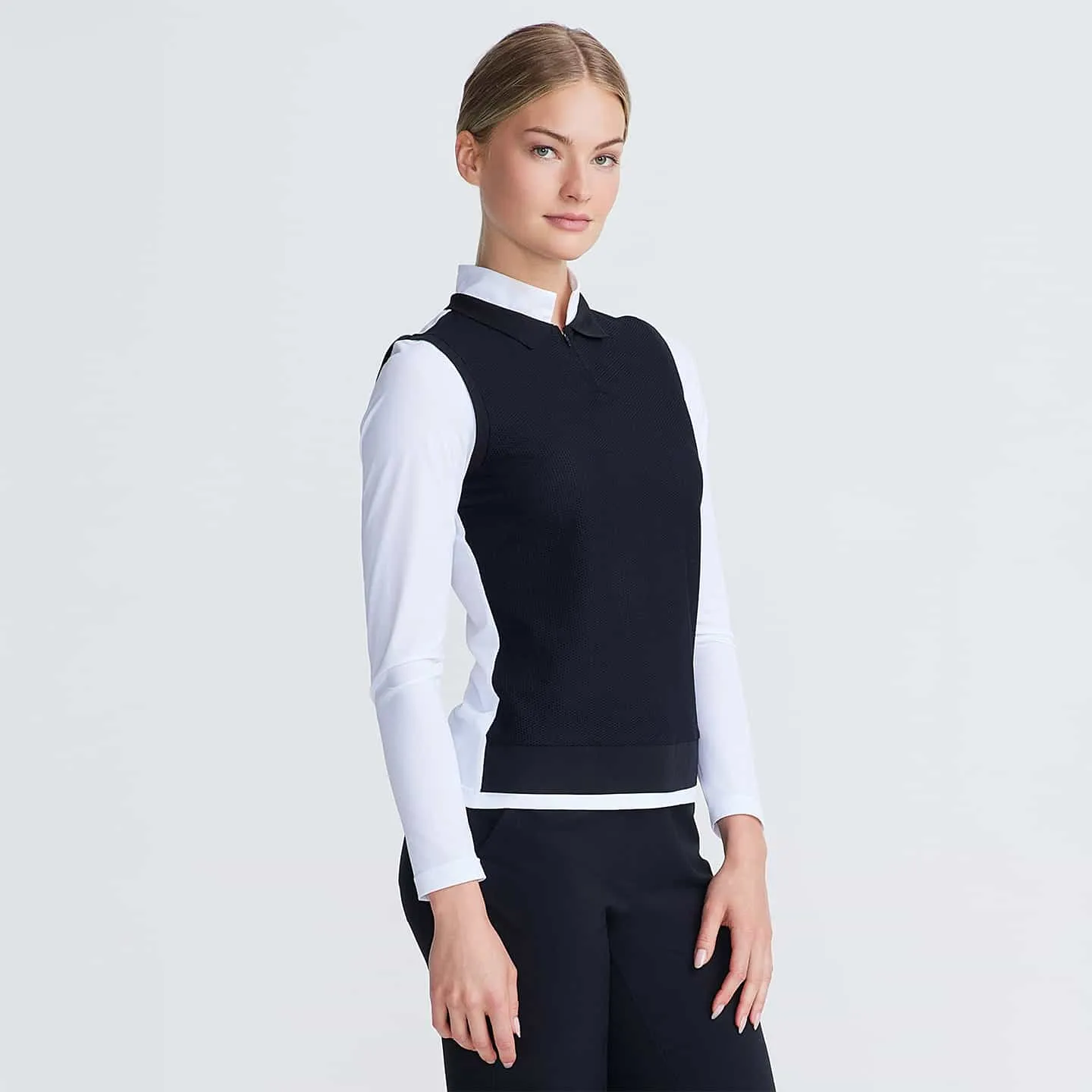 Women's Two-In-One Knitted Vest Mock Neck